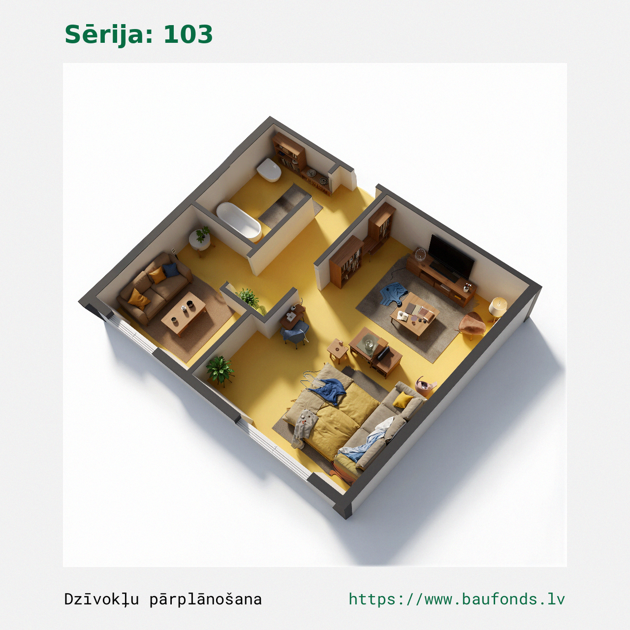 One-bedroom apartment, Series 103 (103-A1/1). Area 17-30 m² / C