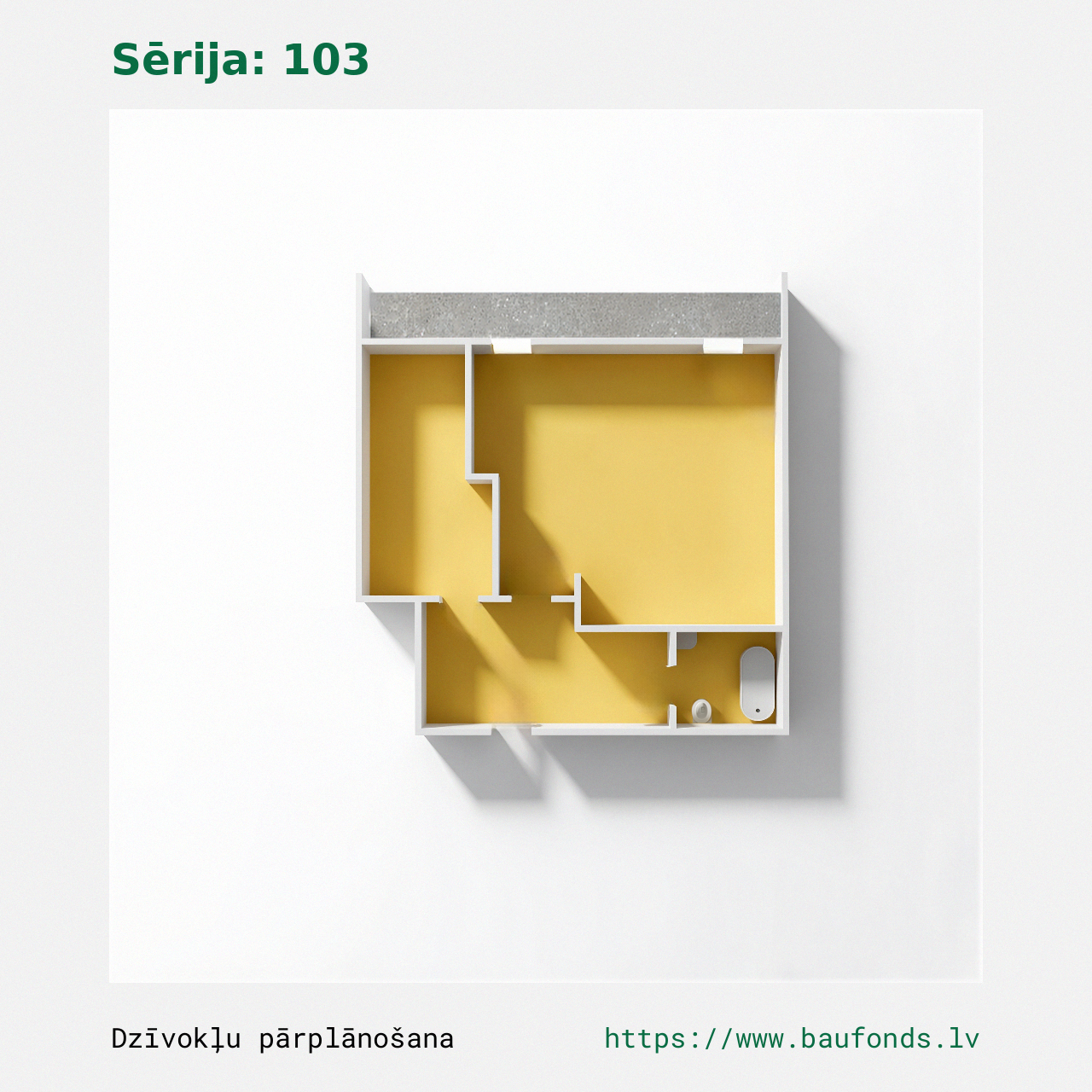 One-bedroom apartment, Series 103 (103-D4/1). Area 17-34 m² / B