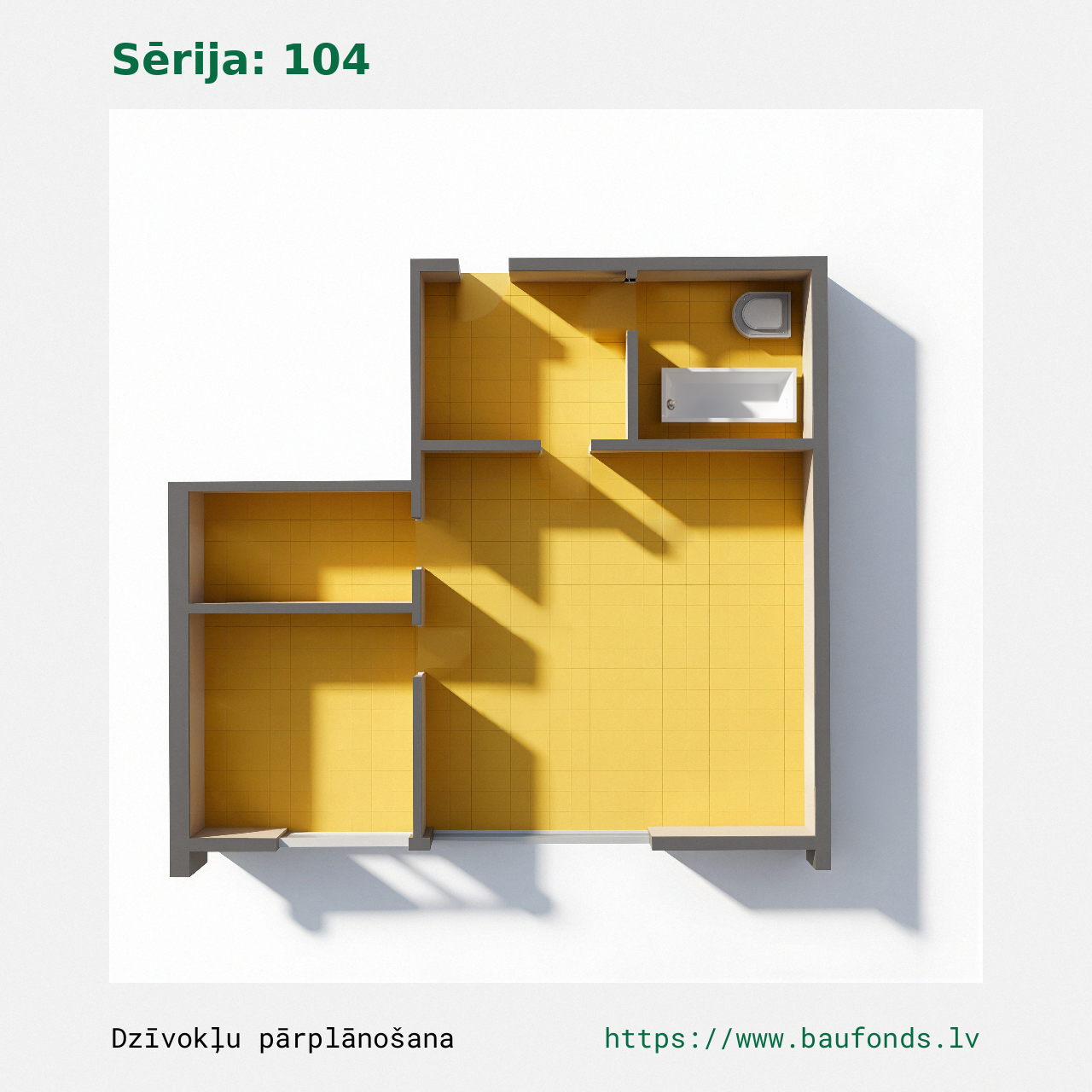 One-bedroom apartment, Series 104 (104-C5/1). Area 15-27 m² / B