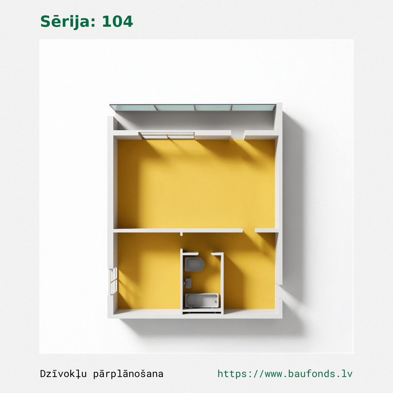 One-bedroom apartment, Series 104 (104-D2/1). Area 23-42 m² / B