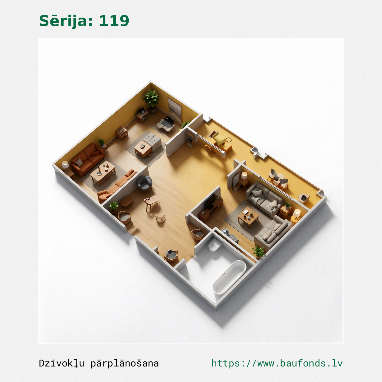 One-bedroom apartment, Series 119 (119-A3/1). Area 19-40 m² / C