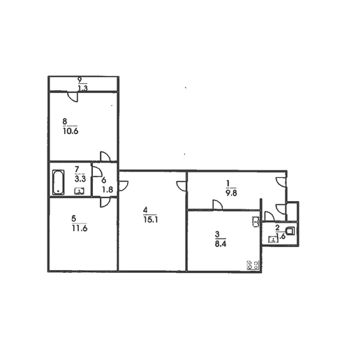 Pārplānošana: Trīsistabu dzīvoklis, 602-B1/3