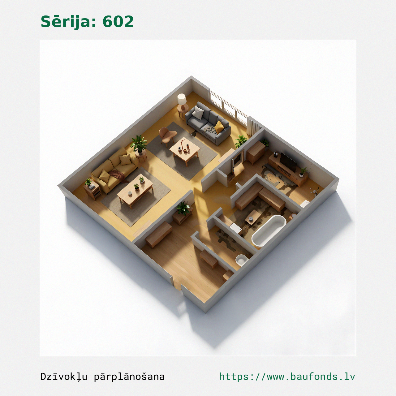One-bedroom apartment, Series 602 (602-D2/1). Area 19-36 m² / C
