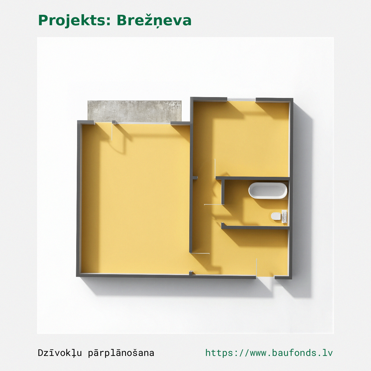 One-bedroom apartment, Brezhnevka (BRE-A2/1). Area 14-29 m² / B