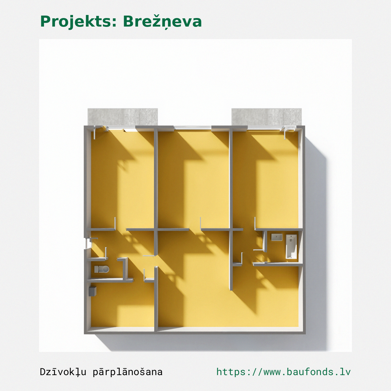 Four-bedroom apartment, Brezhnevka (BRE-A3/4). Area 69-85 m² / B