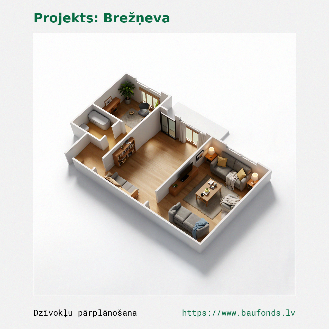 Dviejų kambarių butas, Brežnevka (BRE-A6/2). Plotas 29-43 m² / C