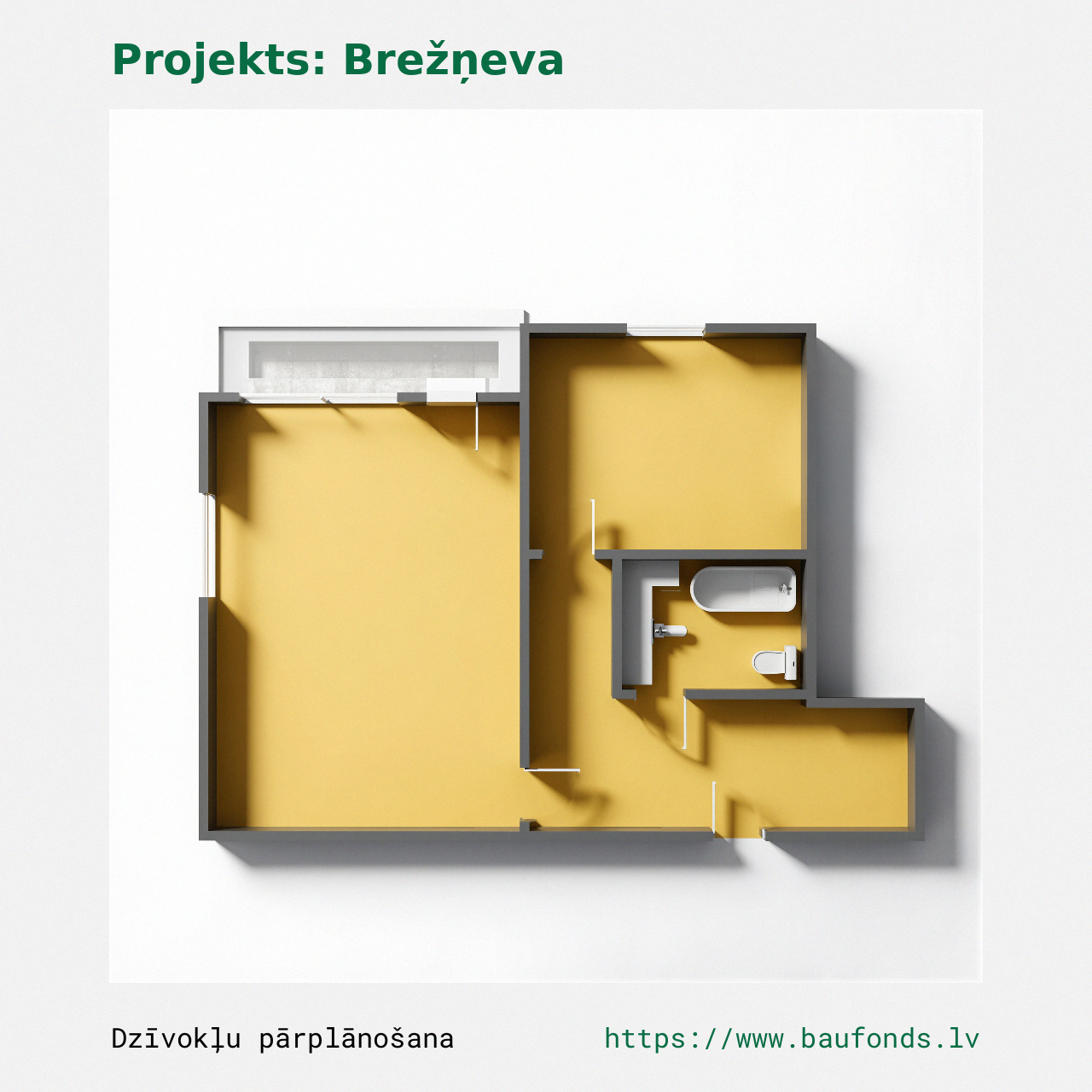 One-bedroom apartment, Brezhnevka (BRE-A5/1). Area 14-32 m² / B
