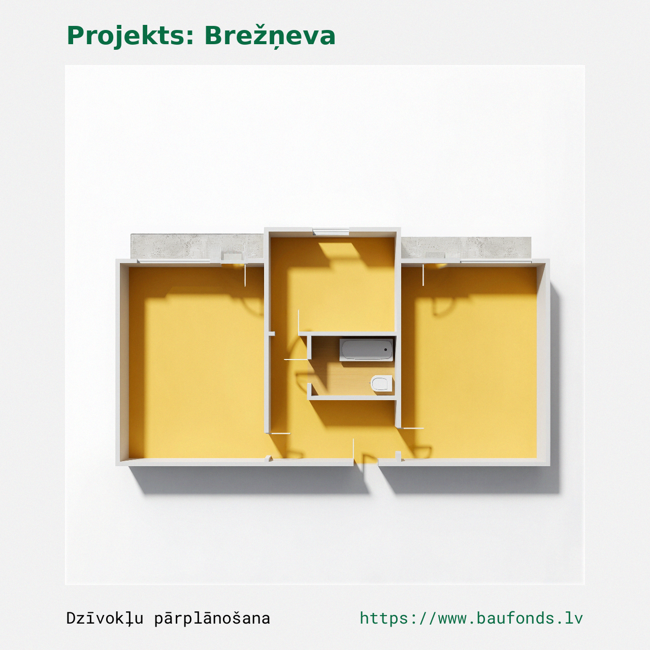 Dviejų kambarių butas, Brežnevka (BRE-A8/2). Plotas 29-44 m² / B