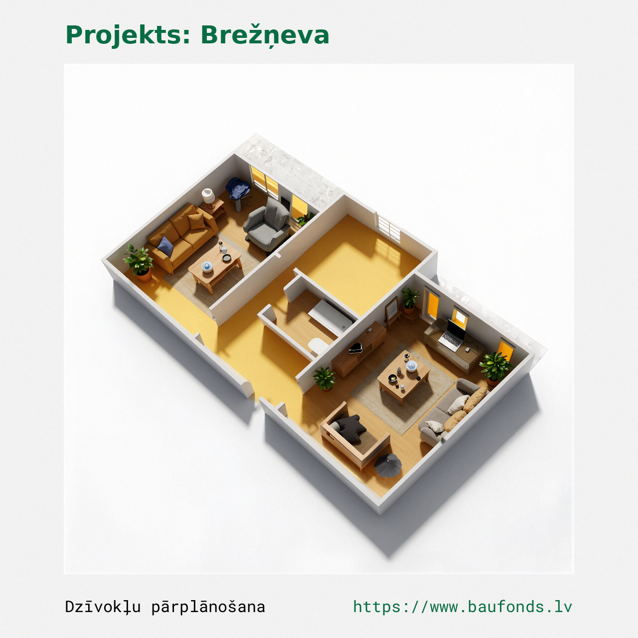 Dviejų kambarių butas, Brežnevka (BRE-A8/2). Plotas 29-44 m² / C