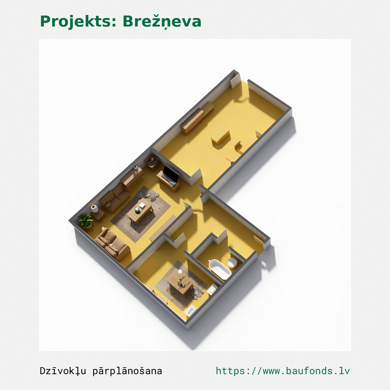 Dviejų kambarių butas, Brežnevka (BRE-A7/2). Plotas 29-42 m² / C