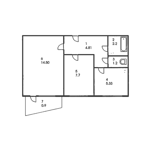 Pārplānošana: Divistabu dzīvoklis, BRE-B2/2
