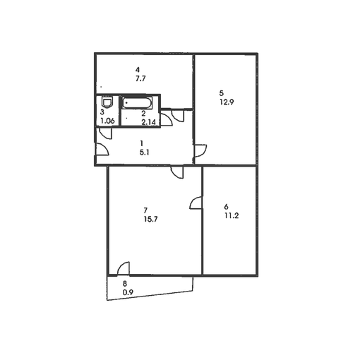 Pārplānošana: Trīsistabu dzīvoklis, BRE-B4/3