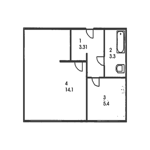 Pārplānošana: Vienistabas dzīvoklis, BRE-B3/1