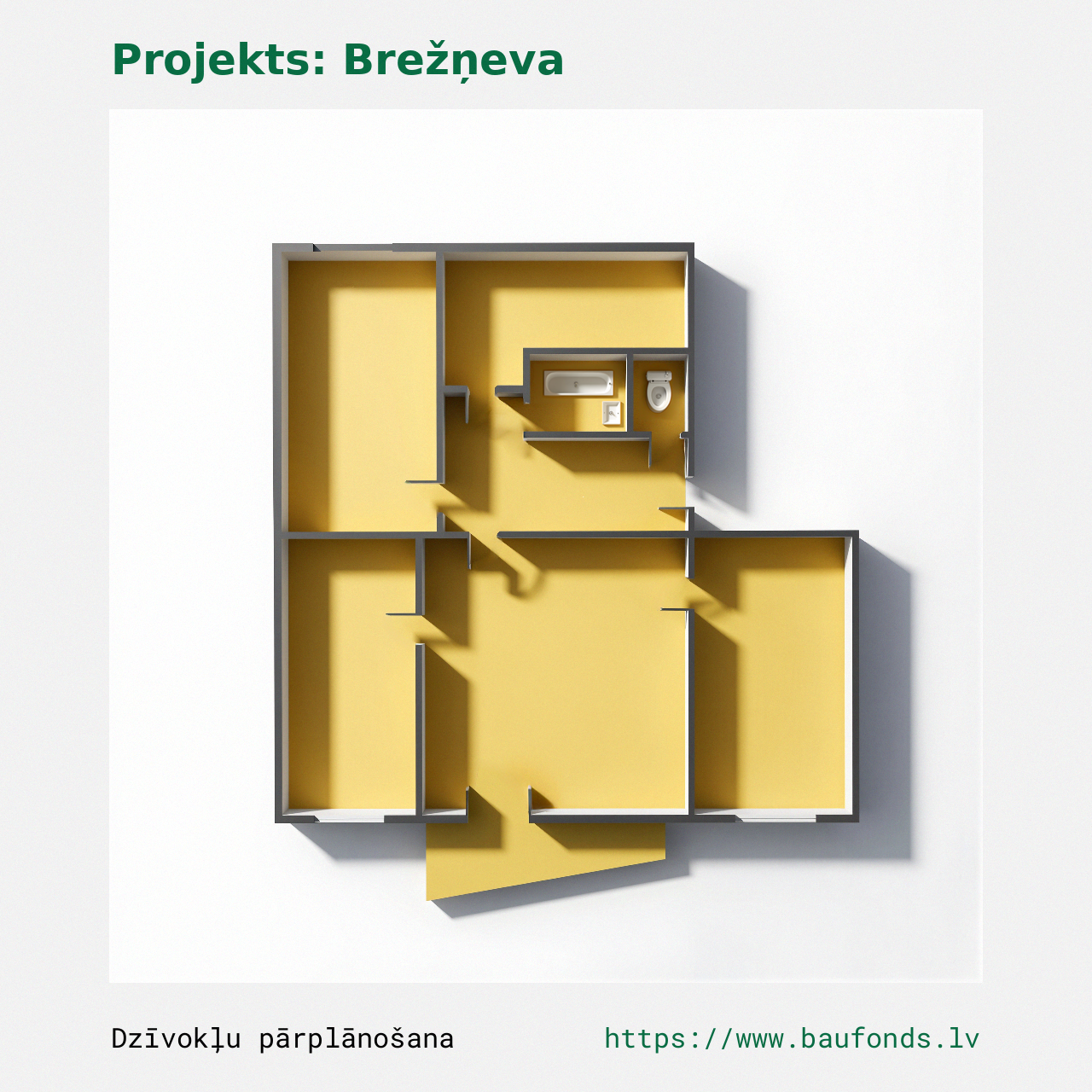Four-bedroom apartment, Brezhnevka (BRE-B5/4). Area 55-72 m² / B