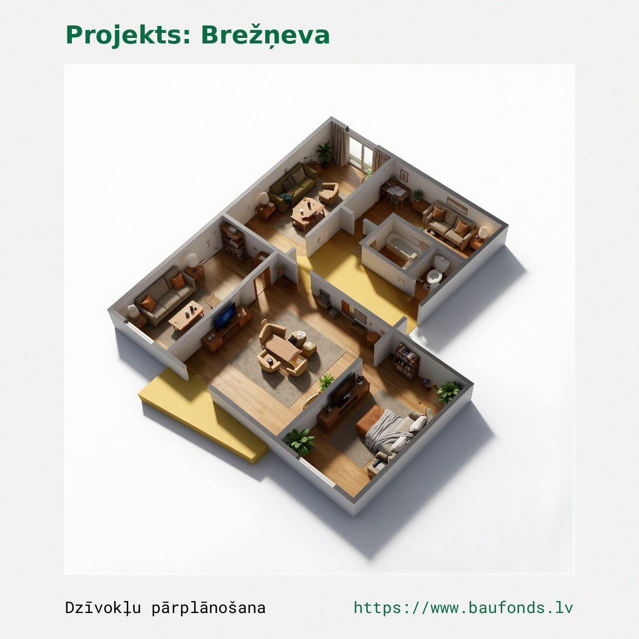 Four-bedroom apartment, Brezhnevka (BRE-B5/4). Area 55-72 m² / C