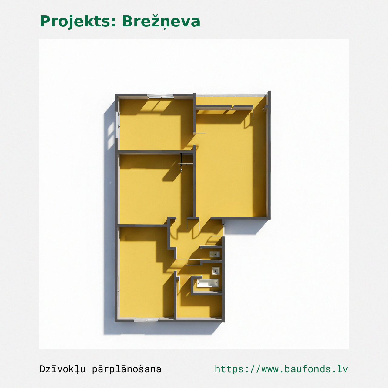 Four-bedroom apartment, Brezhnevka (BRE-C1/4). Area 58-74 m² / B