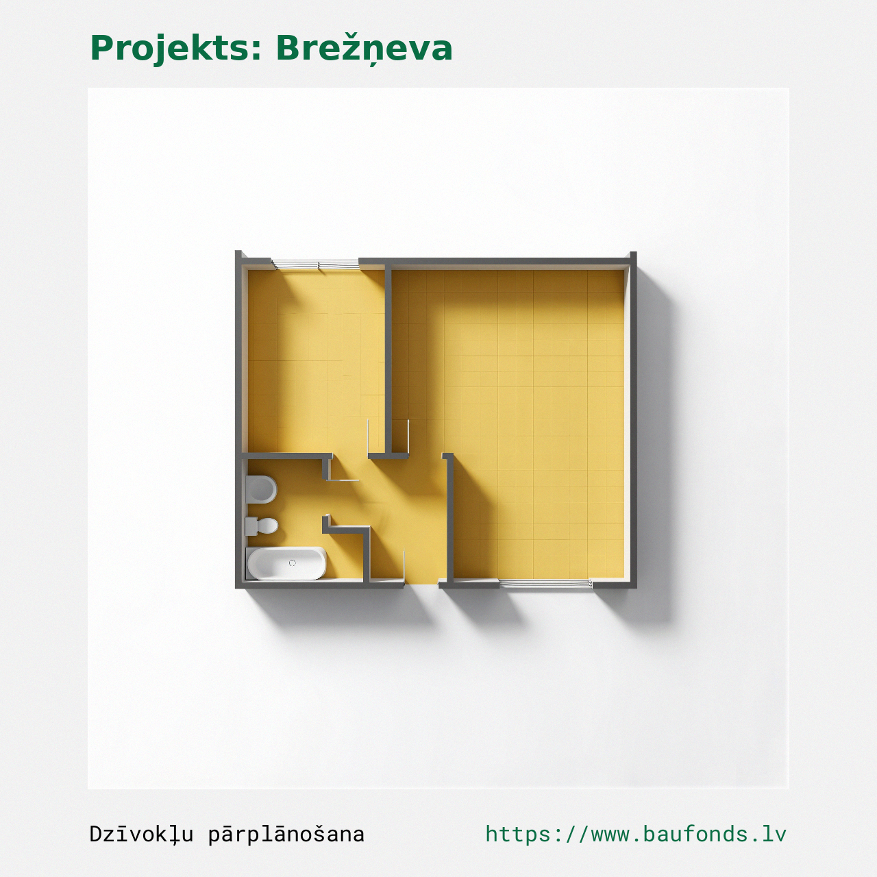 One-bedroom apartment, Brezhnevka (BRE-C4/1). Area 15-29 m² / B