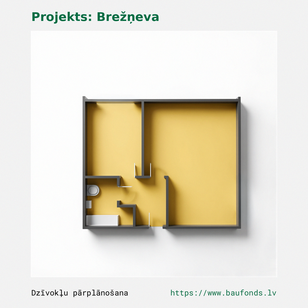 One-bedroom apartment, Brezhnevka (BRE-D4/1). Area 14-27 m² / B