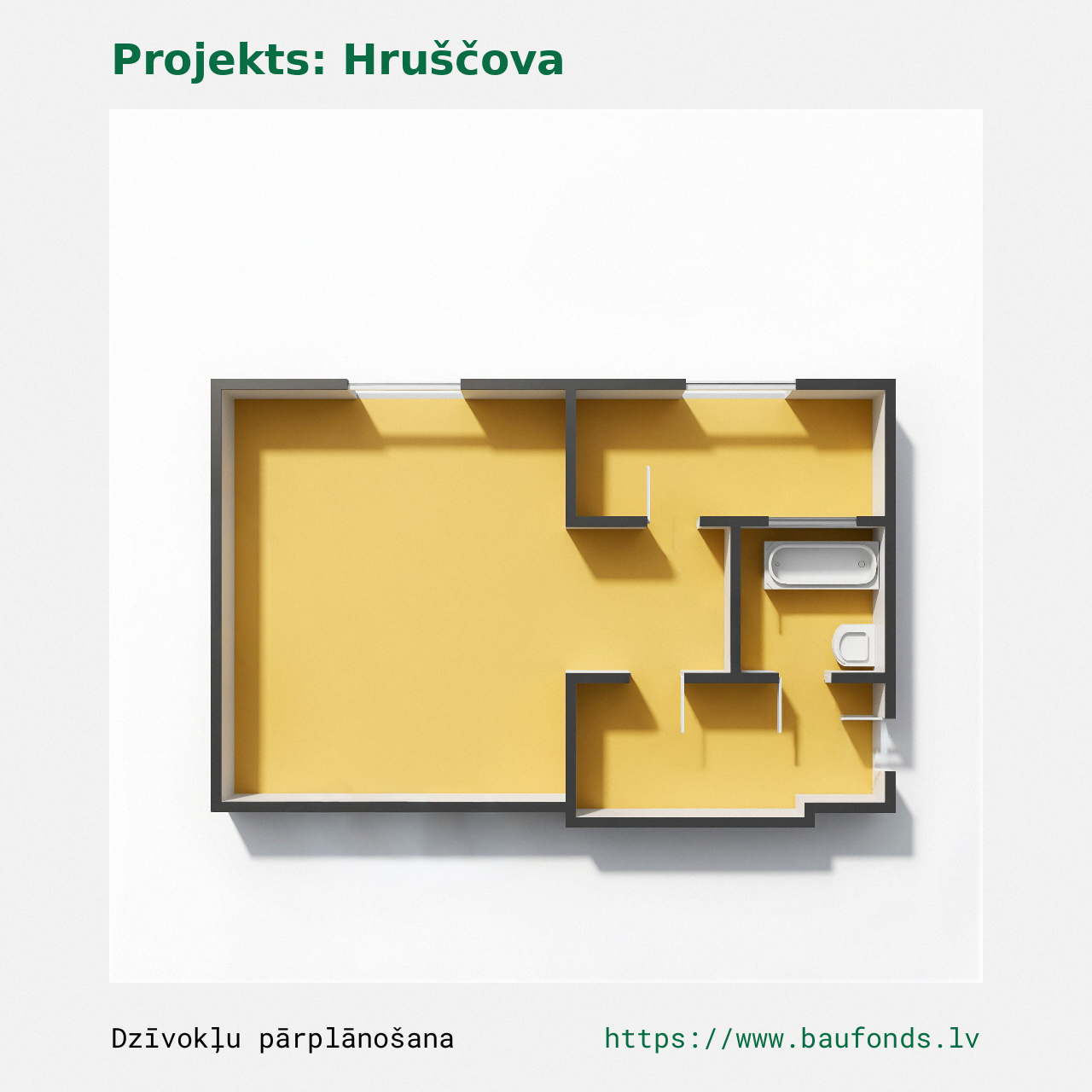 One-bedroom apartment, Khrushchyovka (HRU-A4/1). Area 19-30 m² / B