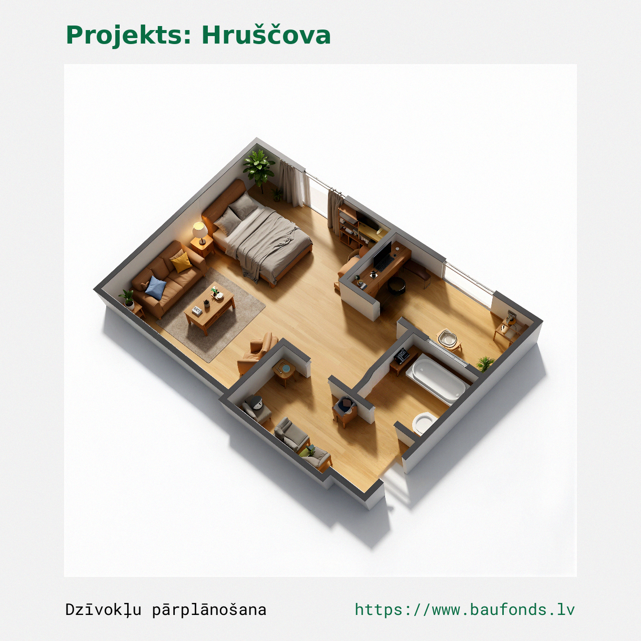 One-bedroom apartment, Khrushchyovka (HRU-A4/1). Area 19-30 m² / C