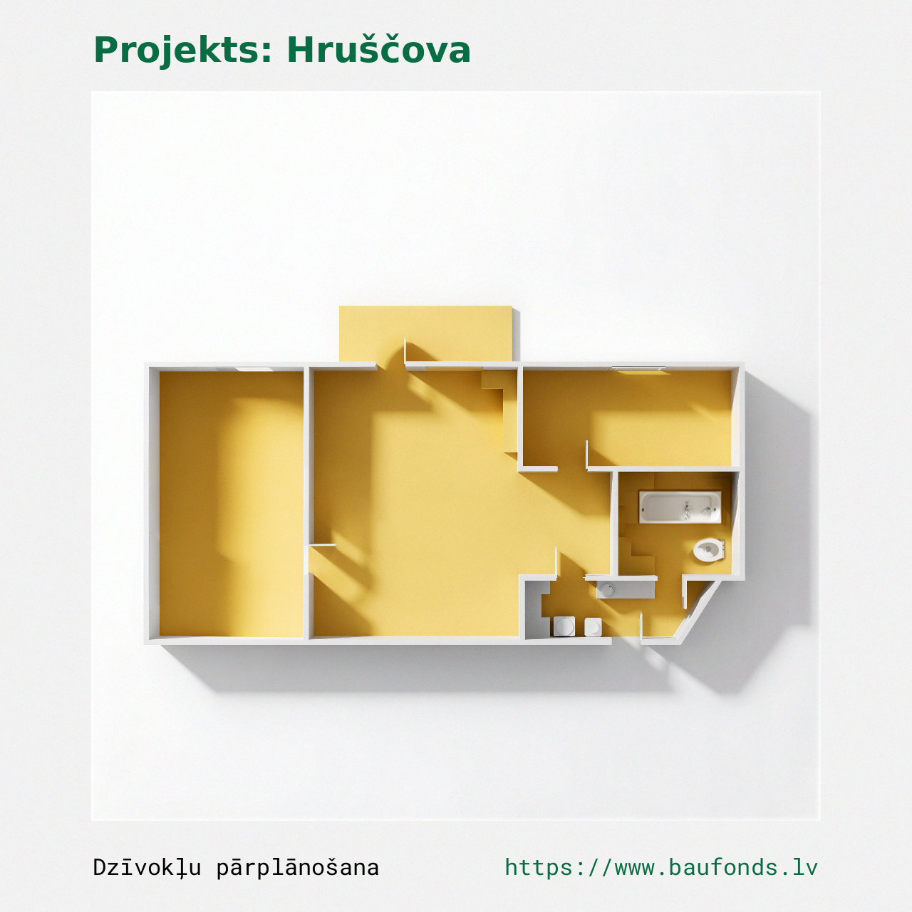Two-bedroom apartment, Khrushchyovka (HRU-C2/2). Area 31-41 m² / B