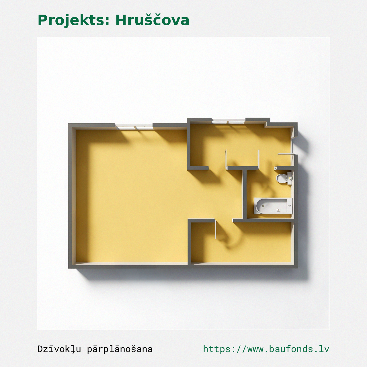 One-bedroom apartment, Khrushchyovka (HRU-C1/1). Area 19-30 m² / B