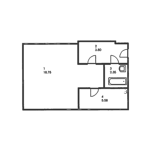 Pārplānošana: Vienistabas dzīvoklis, HRU-C1/1