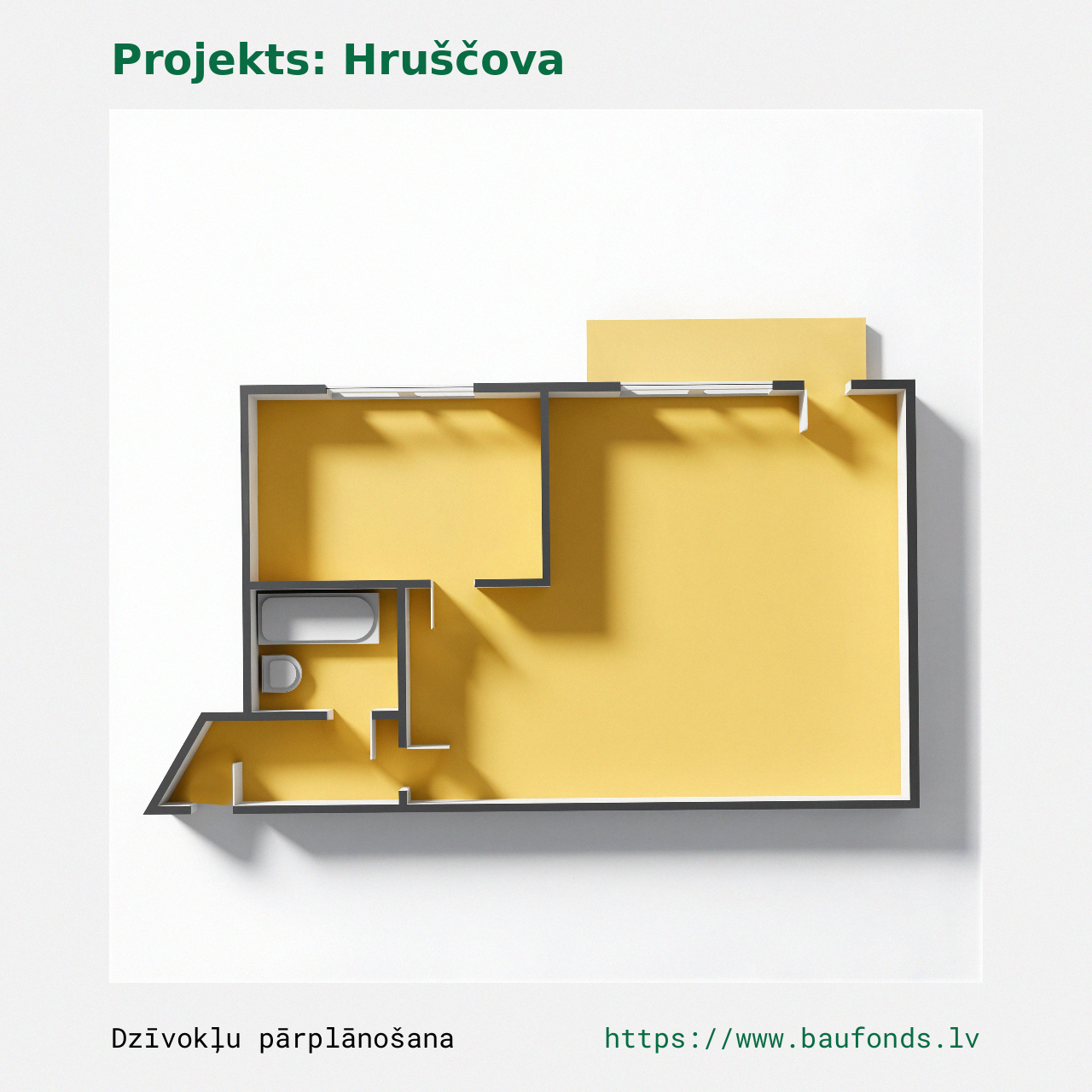 One-bedroom apartment, Khrushchyovka (HRU-C3/1). Area 17-29 m² / B