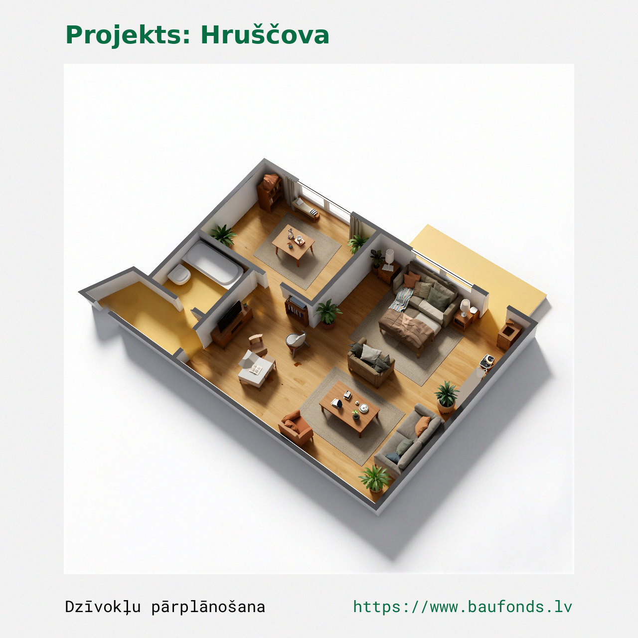 One-bedroom apartment, Khrushchyovka (HRU-C3/1). Area 17-29 m² / C