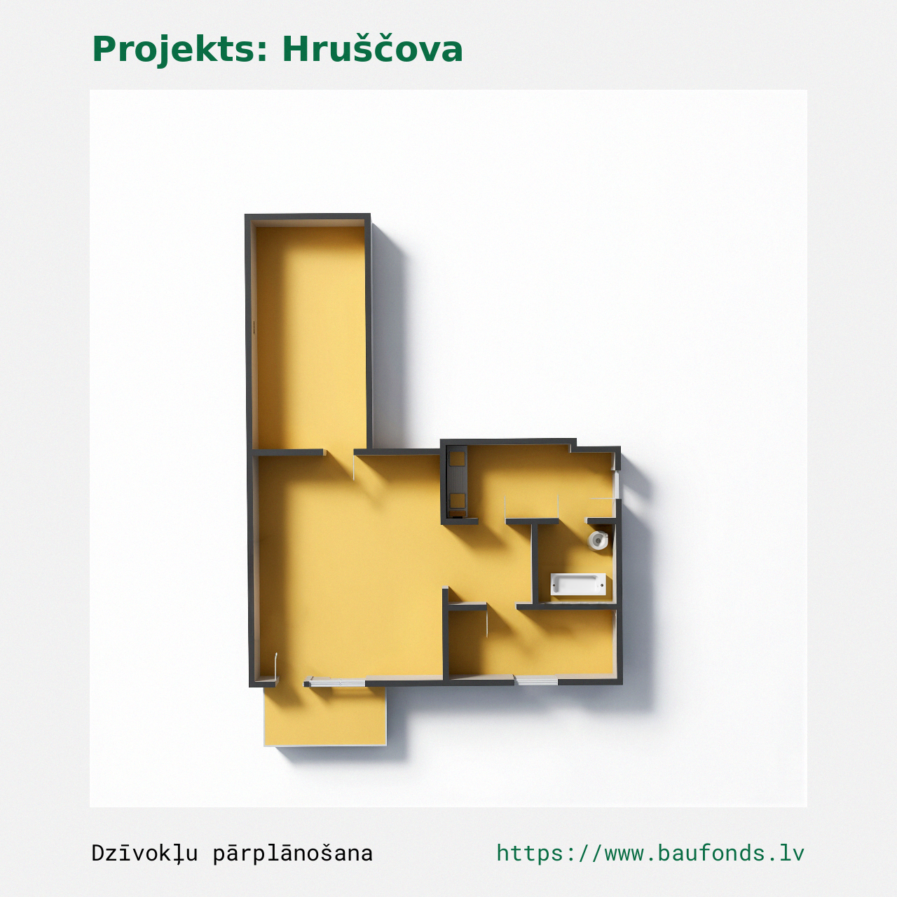 Two-bedroom apartment, Khrushchyovka (HRU-C5/2). Area 30-42 m² / B