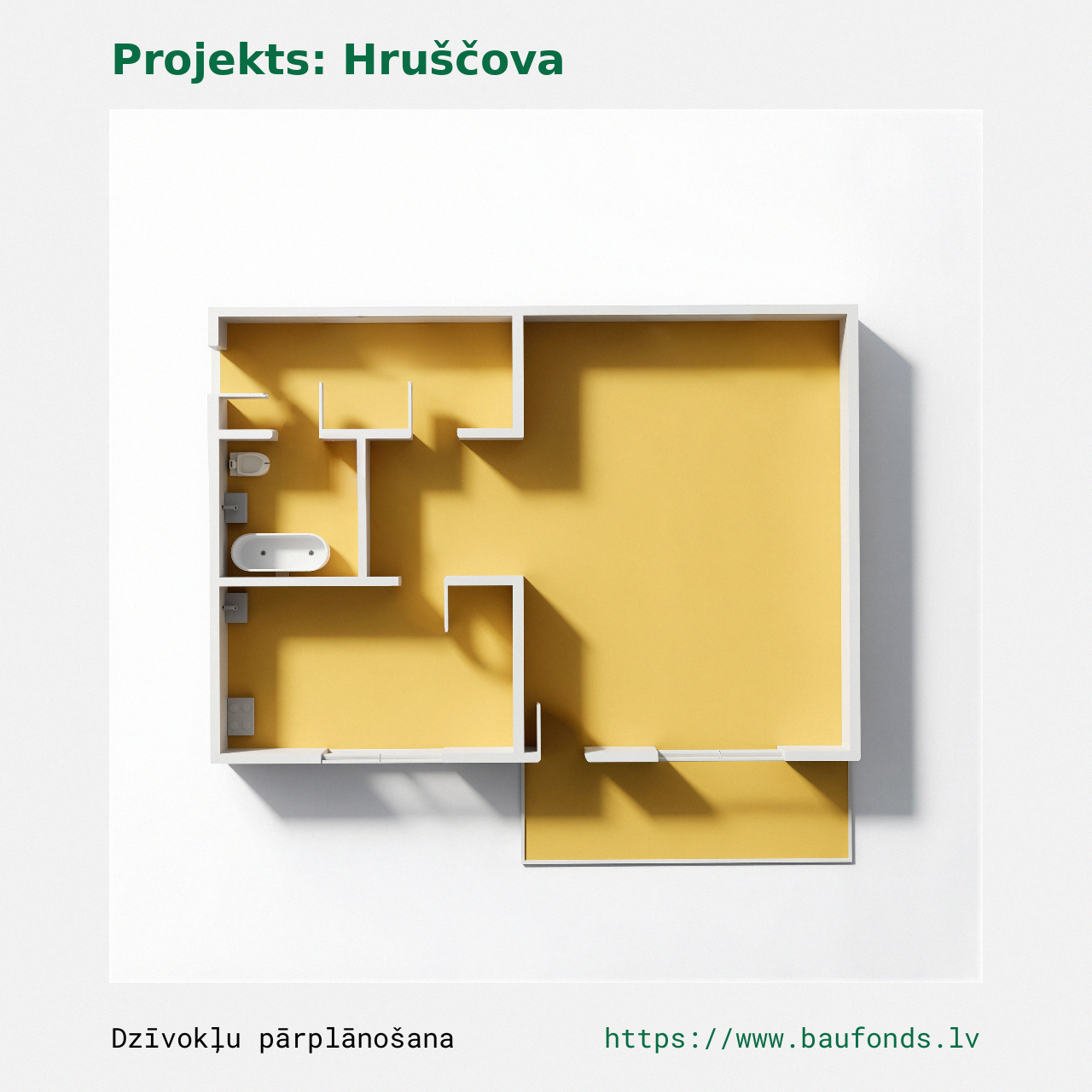 One-bedroom apartment, Khrushchyovka (HRU-D4/1). Area 19-30 m² / B