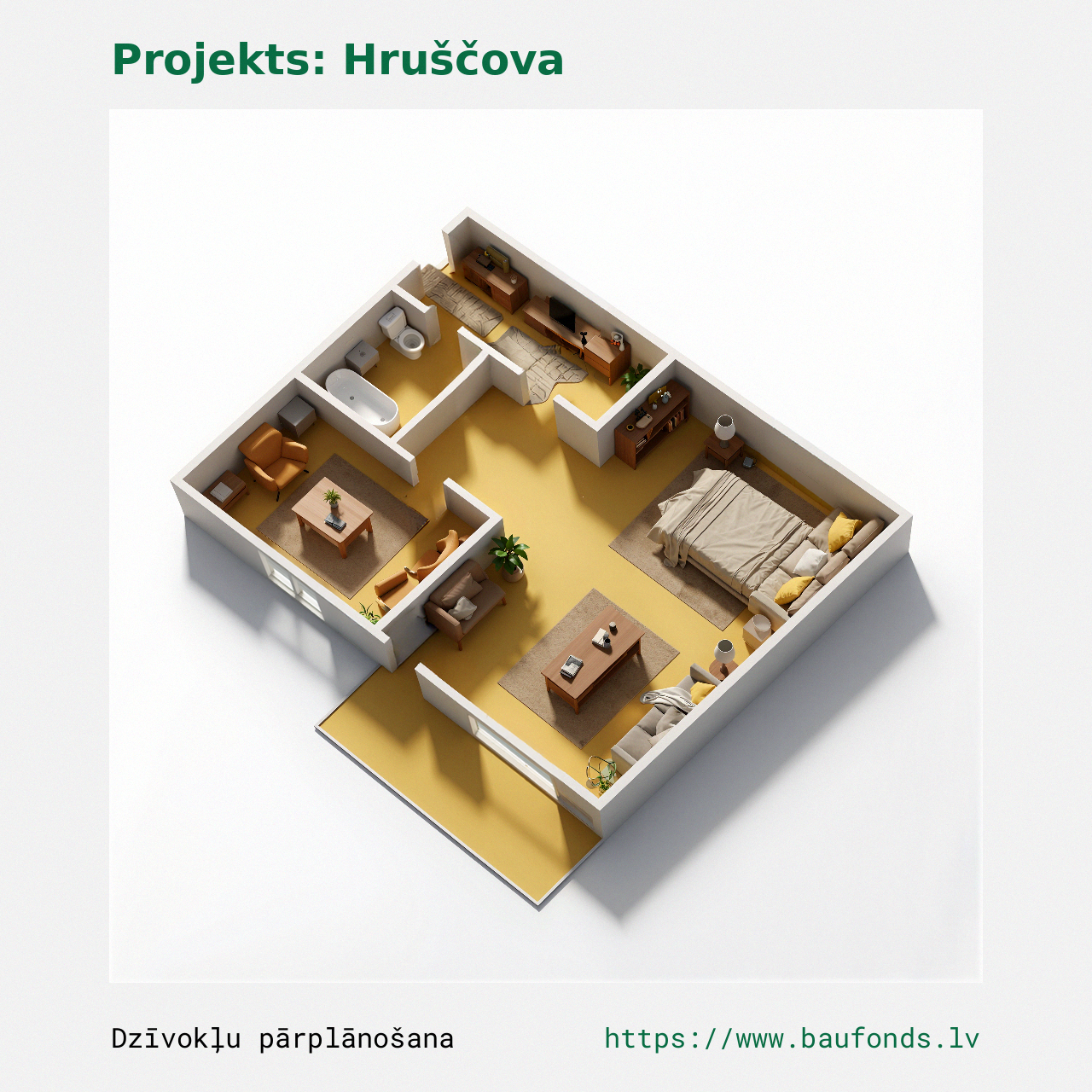 One-bedroom apartment, Khrushchyovka (HRU-D4/1). Area 19-30 m² / C