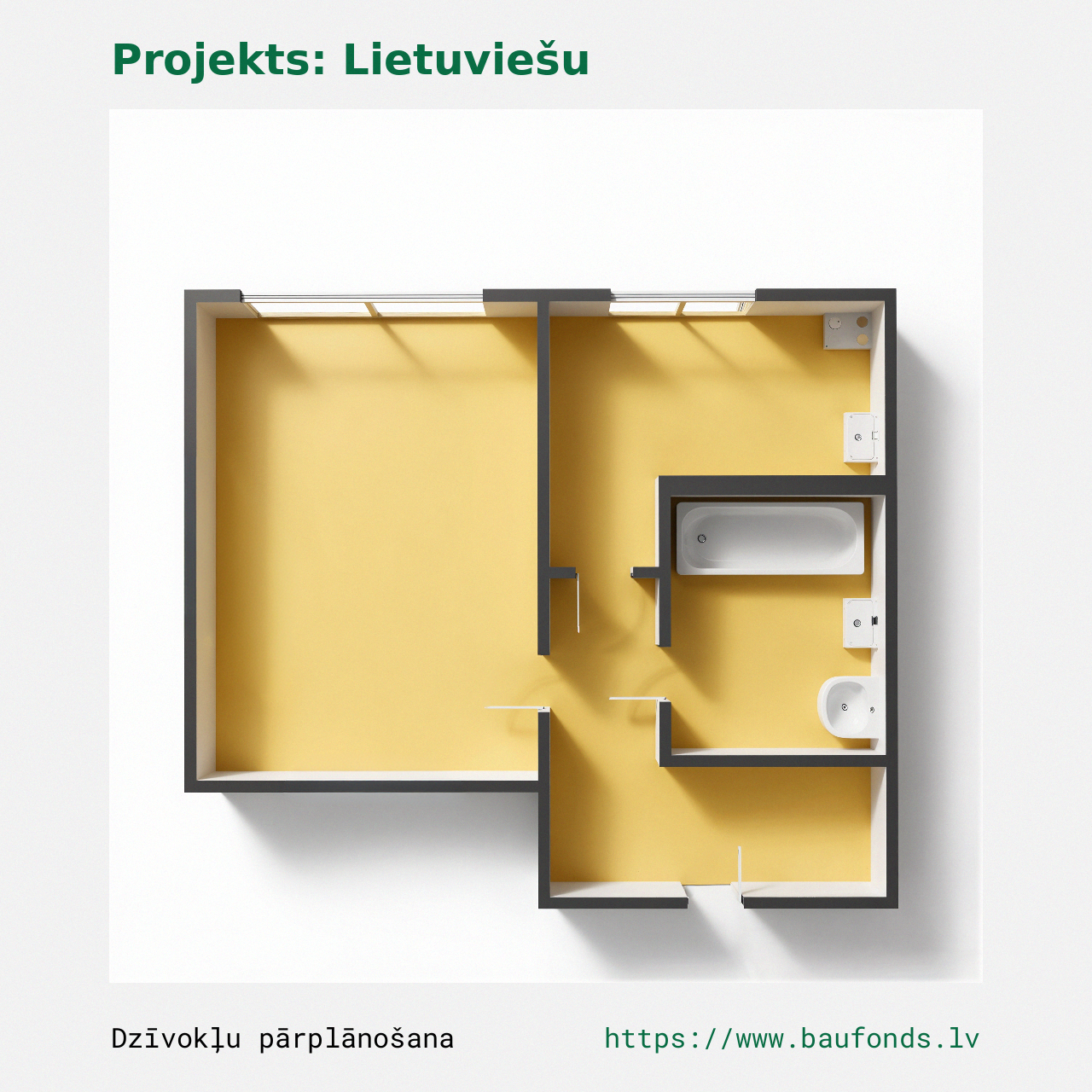 One-bedroom apartment, Lithuanian Project (LIT-A4/1). Area 14-27 m² / B