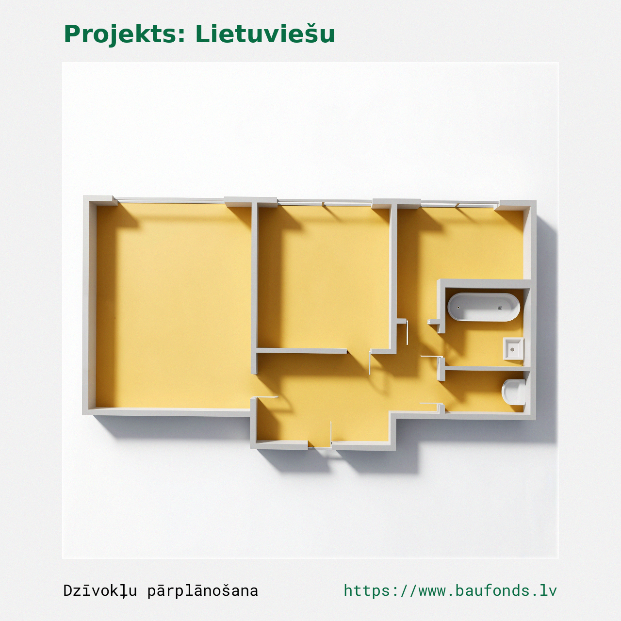Two-bedroom apartment, Lithuanian Project (LIT-A6/2). Area 23-38 m² / B