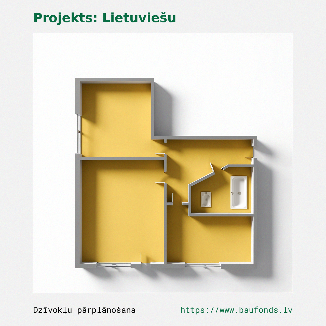 Two-bedroom apartment, Lithuanian Project (LIT-B1/2). Area 24-37 m² / B