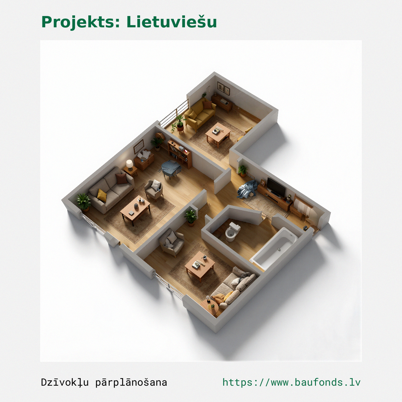 Two-bedroom apartment, Lithuanian Project (LIT-B1/2). Area 24-37 m² / C