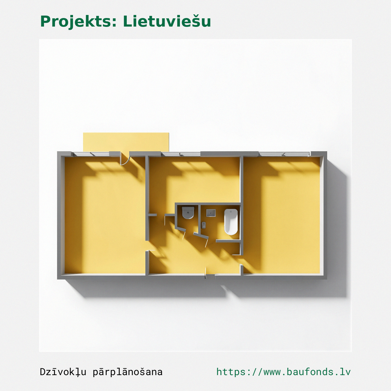 Two-bedroom apartment, Lithuanian Project (LIT-B6/2). Area 29-43 m² / B