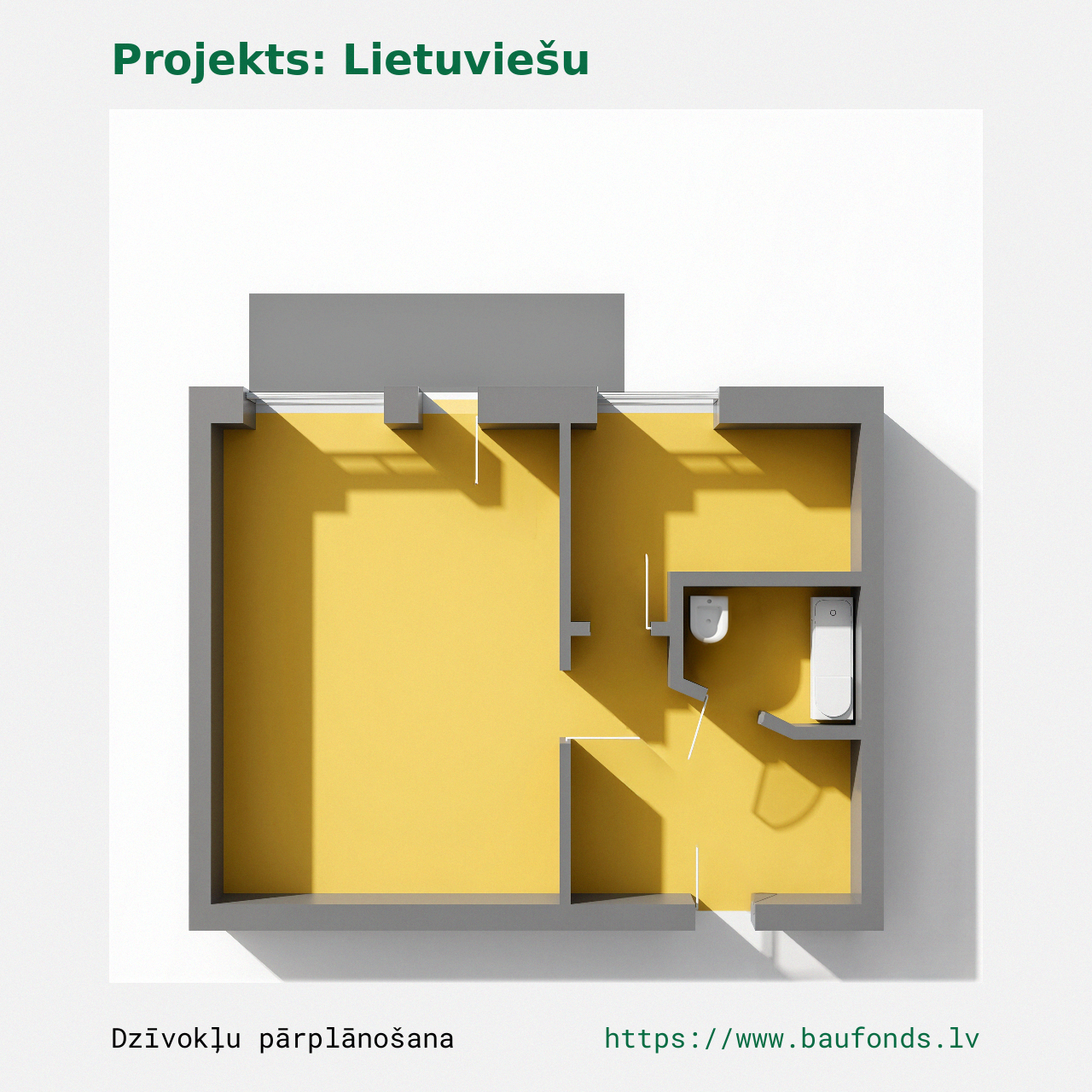 One-bedroom apartment, Lithuanian Project (LIT-B5/1). Area 17-29 m² / B