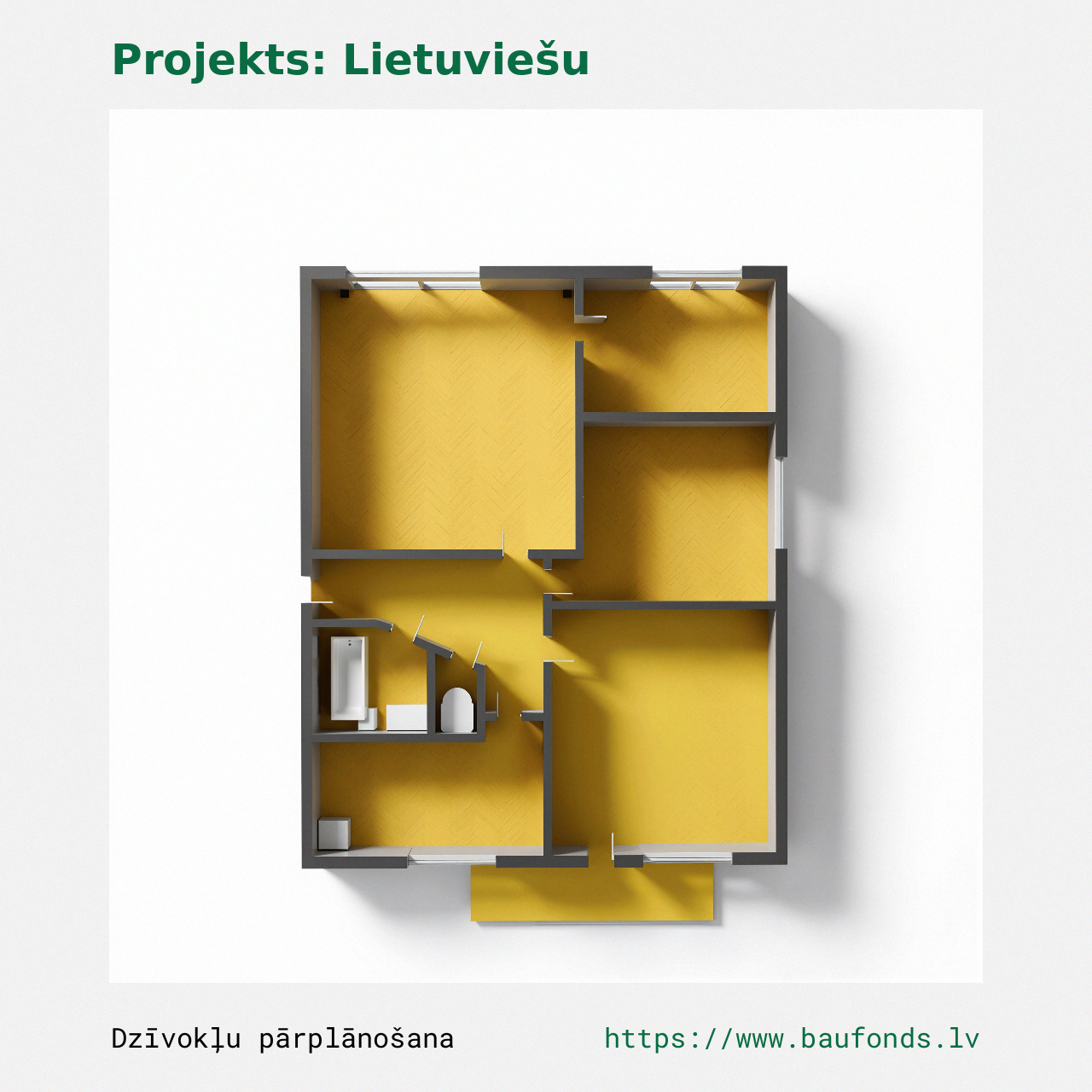 Four-bedroom apartment, Lithuanian Project (LIT-B7/4). Area 45-59 m² / B