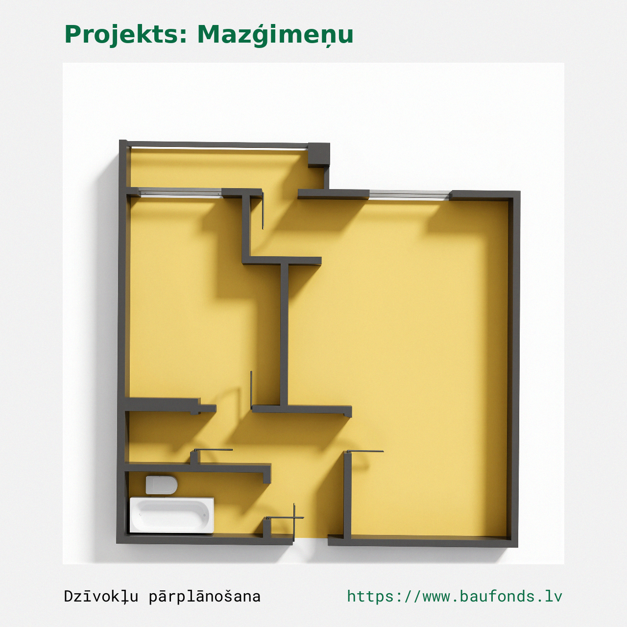 One-bedroom apartment, Small Family (MAZ-A2/1). Area 18-33 m² / B