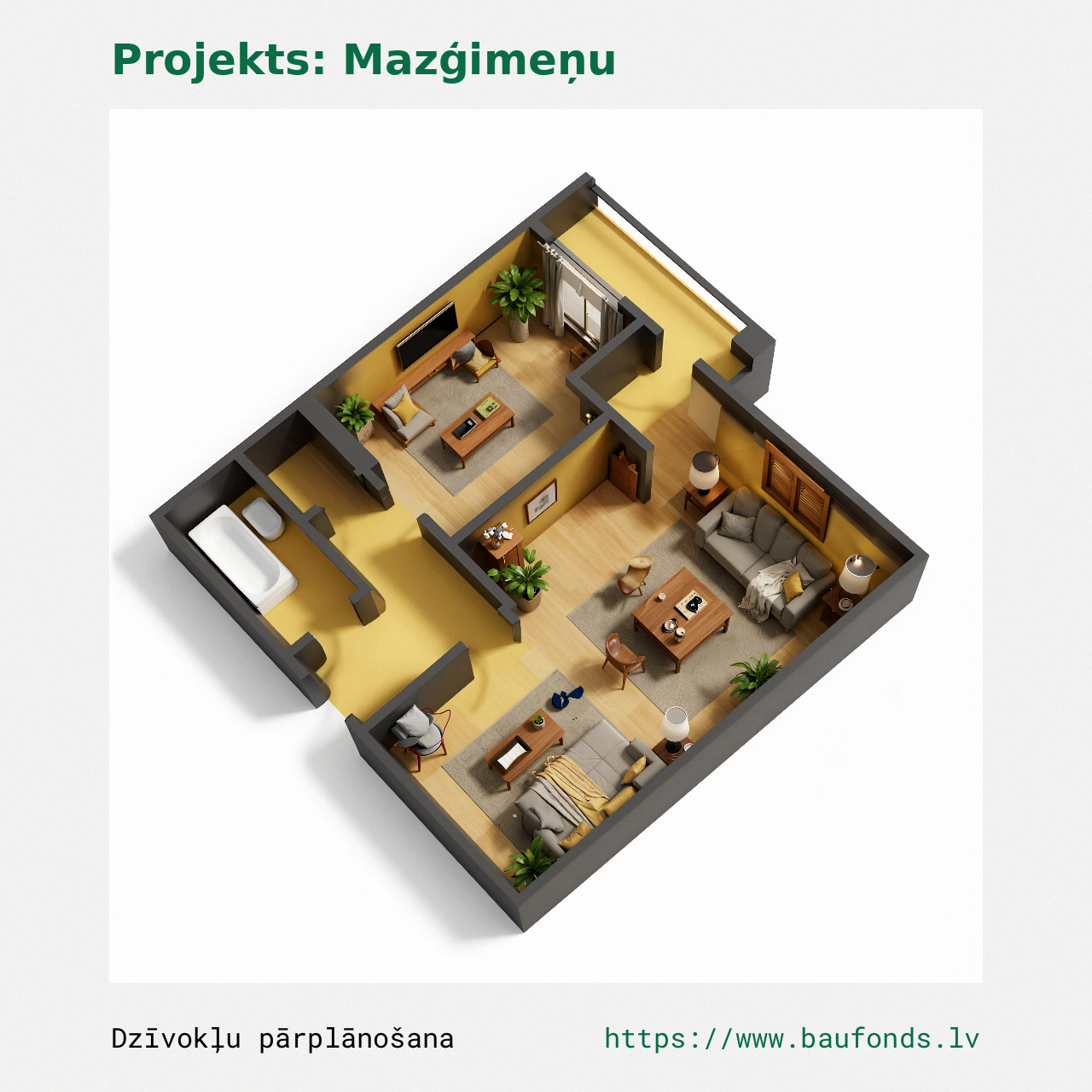 One-bedroom apartment, Small Family (MAZ-A2/1). Area 18-33 m² / C