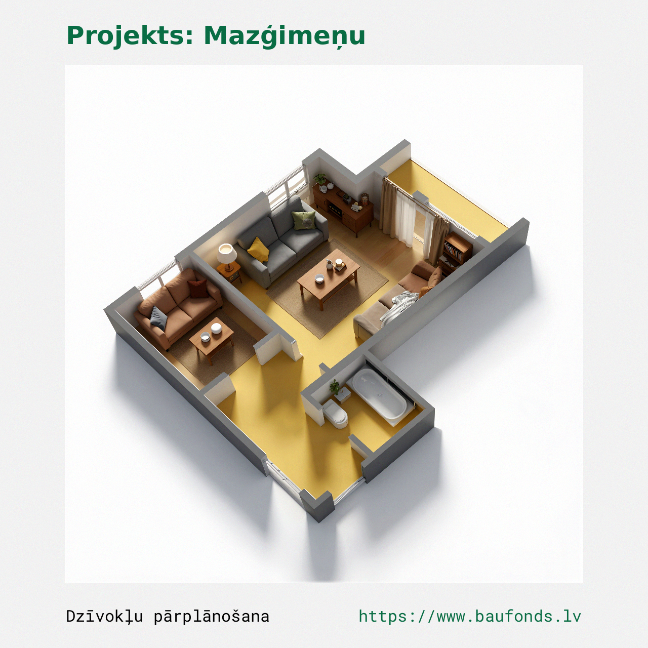 One-bedroom apartment, Small Family (MAZ-B1/1). Area 21-40 m² / C