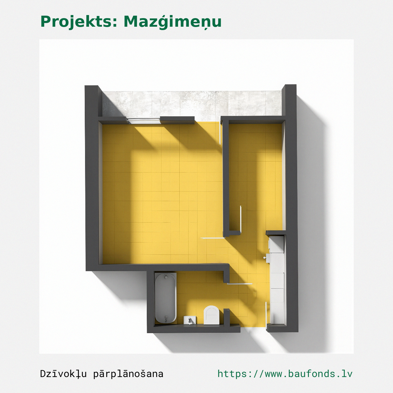 One-bedroom apartment, Small Family (MAZ-B2/1). Area 21-38 m² / B