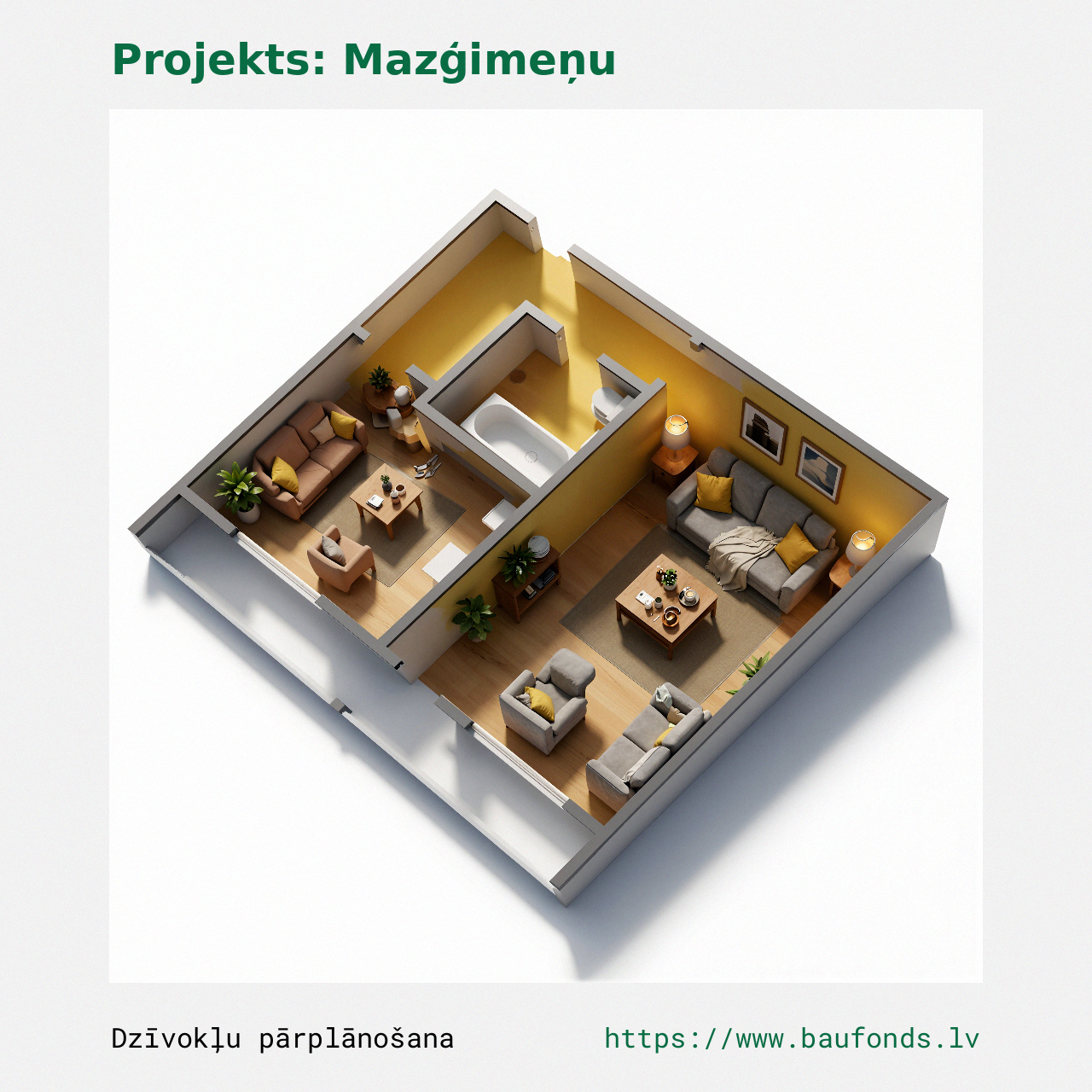 One-bedroom apartment, Small Family (MAZ-C2/1). Area 18-34 m² / C