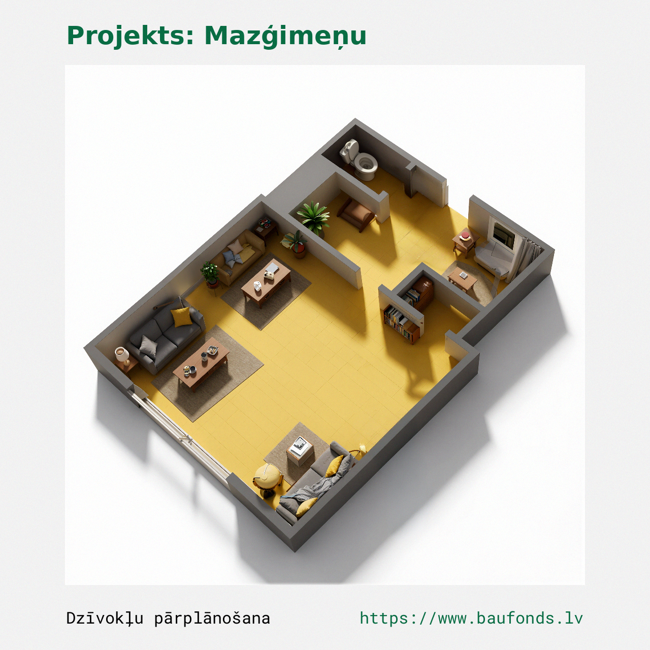 One-bedroom apartment, Small Family (MAZ-E3/1). Area 12-18 m² / C