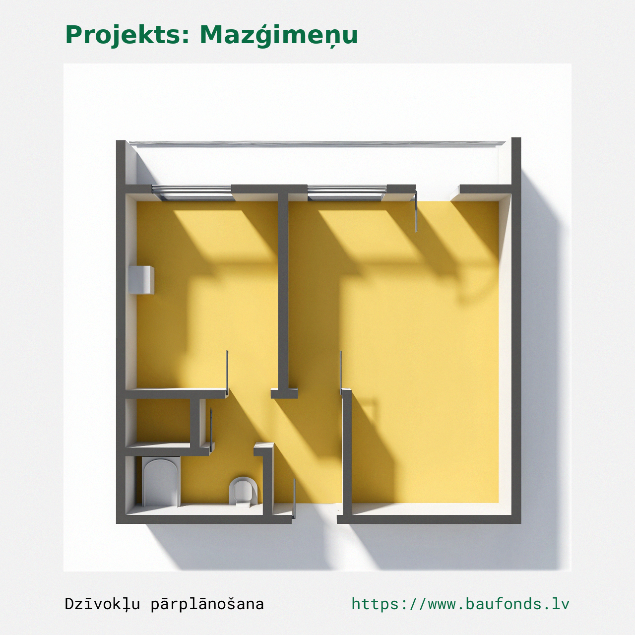 One-bedroom apartment, Small Family (MAZ-F3/1). Area 17-31 m² / B