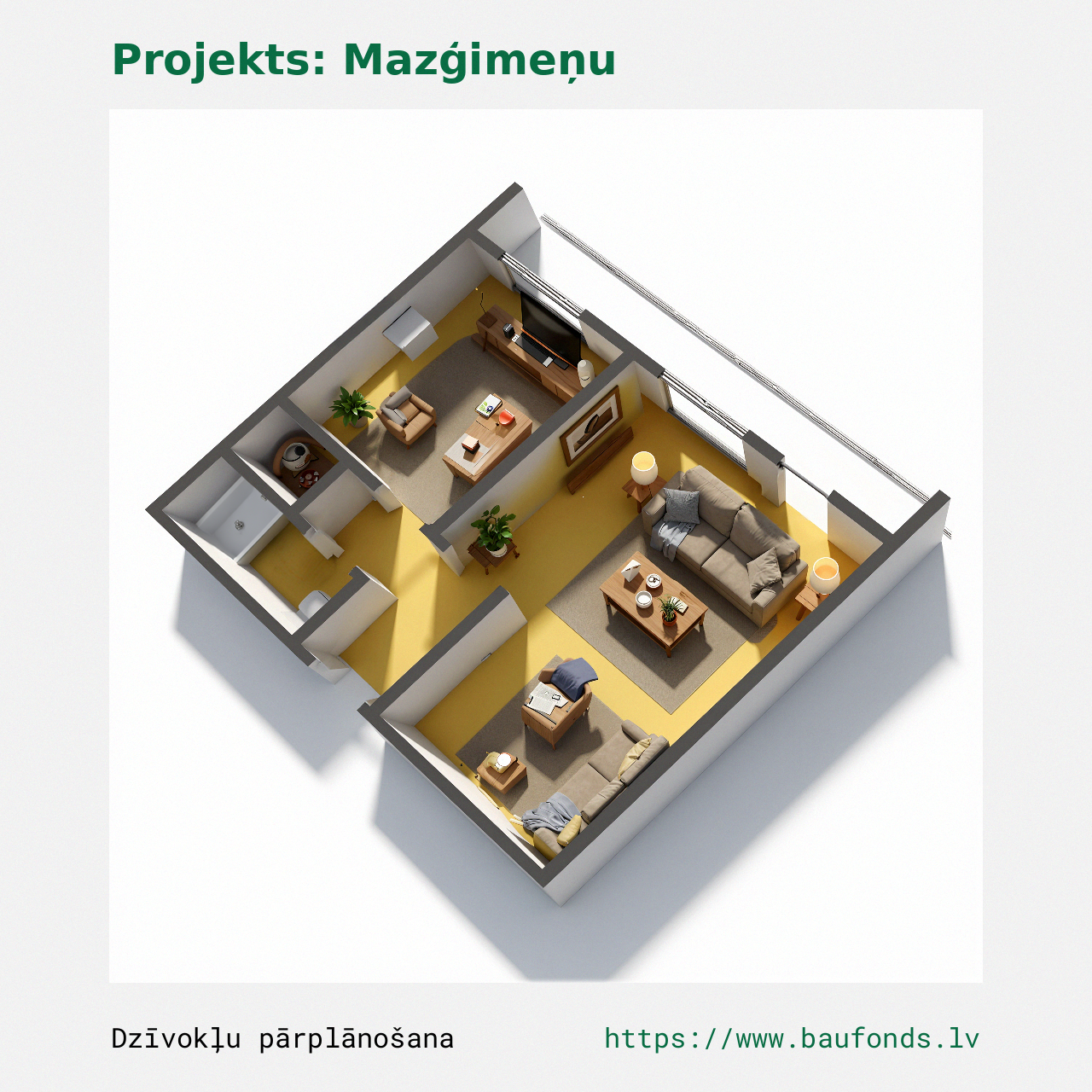 One-bedroom apartment, Small Family (MAZ-F3/1). Area 17-31 m² / C